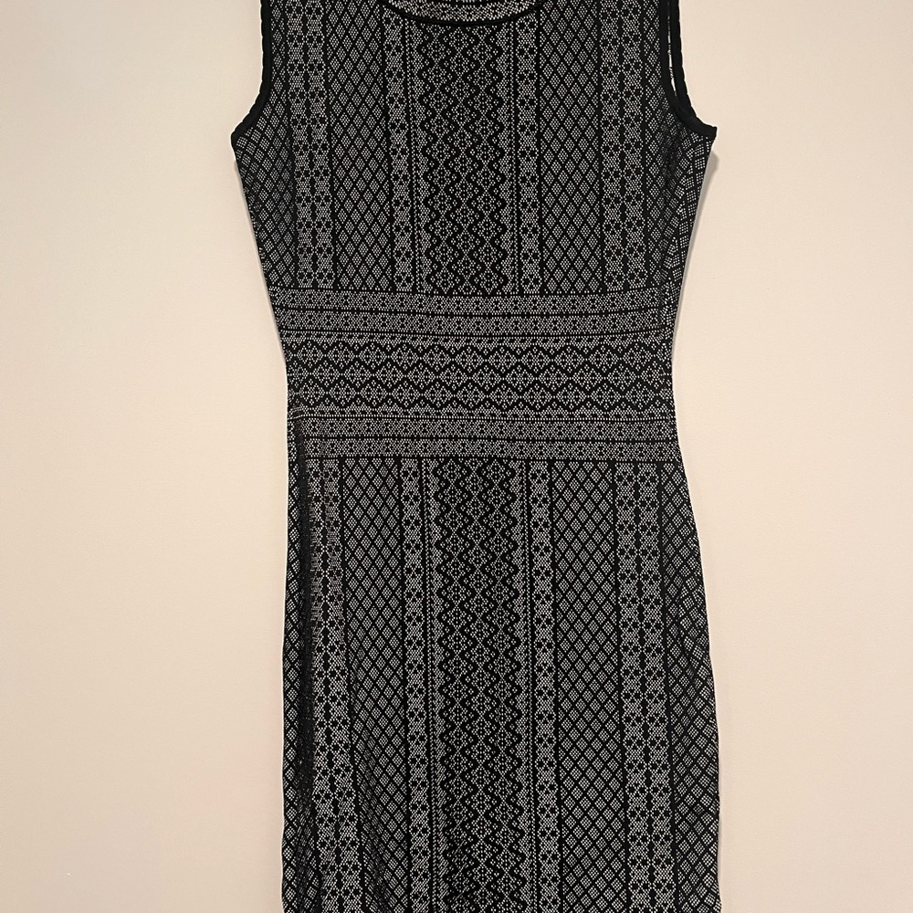 BCBGMaxAzria Black Ribbed Sheath Midi Dress